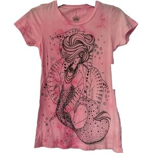 Key Closet Women’s Pink Mermaid Studded Short Sleeve Cotton Shirt Size Small